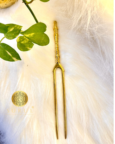 Traditional Brass Double Needle Hair Detangler