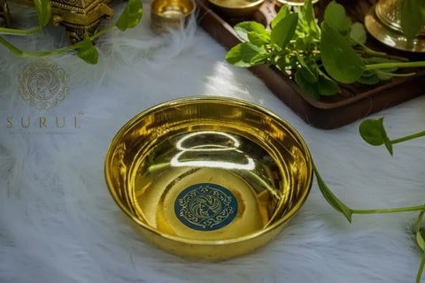 PITALAA SURUL: Traditional Chettinad Medium Brass Bowl for Ayurvedic Body Care