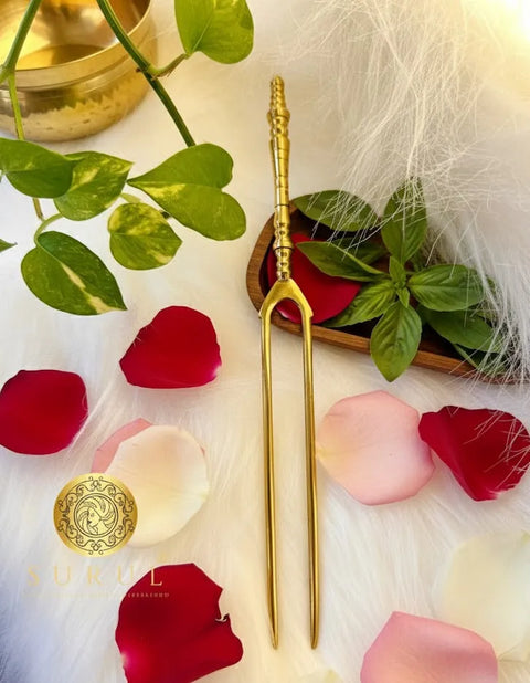 CHETTINAD-STYLE PREMIUM BRASS DOUBLE NEEDLE HAIR DETANGLER